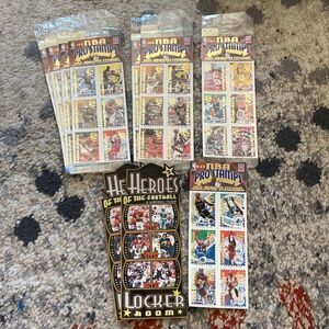 Collectible NBA Pro Stamps and NFL Heroes of the Football stickers